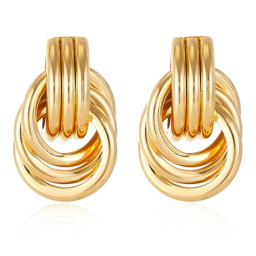 Spiritlele 14K Gold Earrings for Women Trendy Gold Knot Earrings Chunky Knotted Drop Dangle Earring Statement Jewelry - Image 1