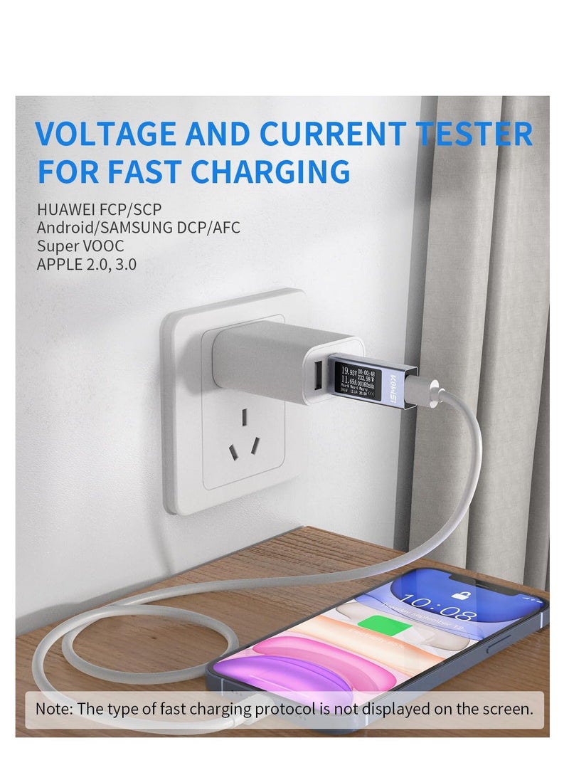 Generic - USB C Tester Power Meter 4-30V 0-12A, Digital Multimeter, Type C Voltage Current Tester Meter, Power Bank Capacity, Working Time Ammeter Voltmeter USB Cable Charger Detector - Image 1
