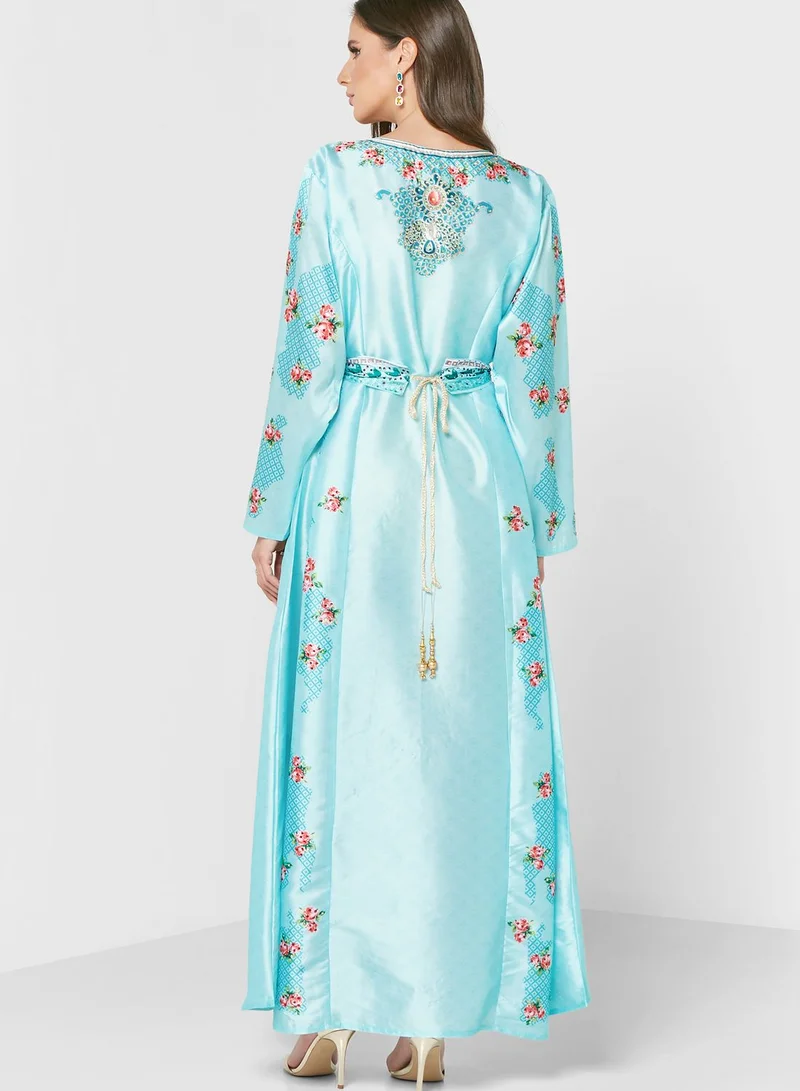 ARABIAN CLOSET Long Sleeve Printed Jalabiya