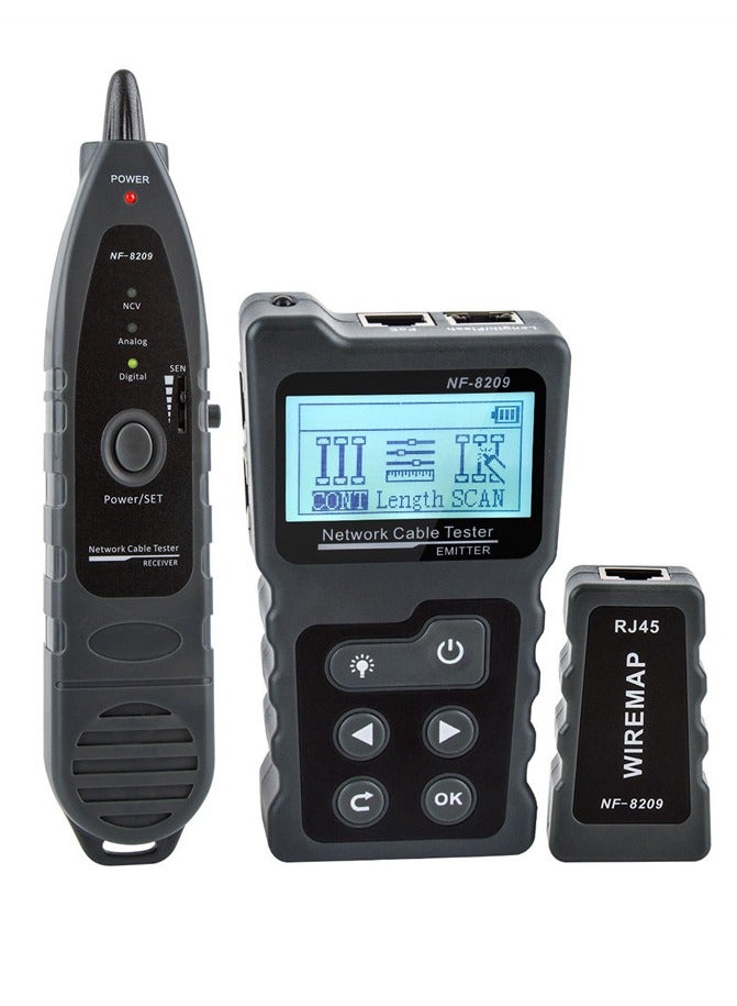 NOYAFA Multi-functional Network Cable Tester for RJ45 CAT5 CAT6 Lan Cable with Wire Tracker POE Testing Black - Image 1