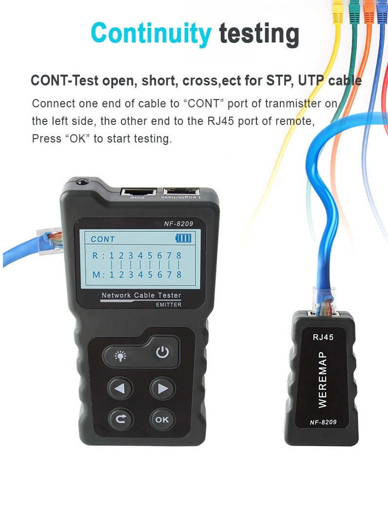 NOYAFA Multi-functional Network Cable Tester for RJ45 CAT5 CAT6 Lan Cable with Wire Tracker POE Testing Black - Image 5