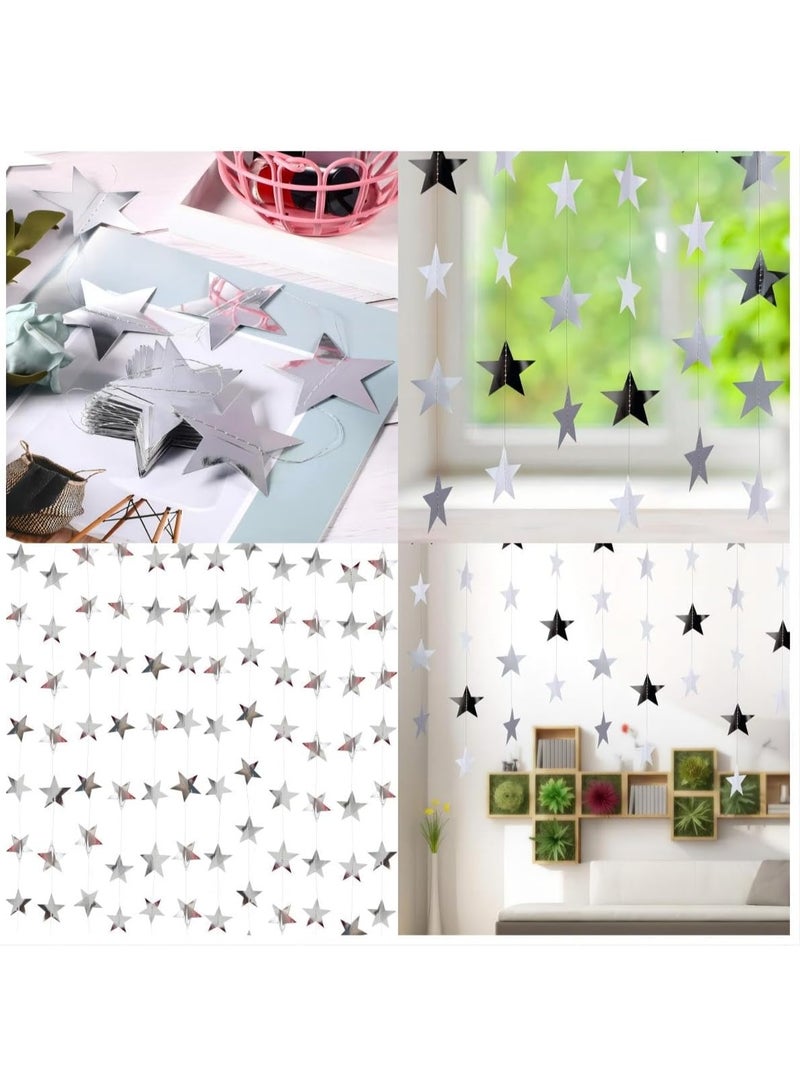 Soofam Star Paper Garland - 8Pcs 4m Long Backdrop for Party Decorations, Reflective and Sparkling Bunting for Wedding, Birthday, Holiday - Image 2