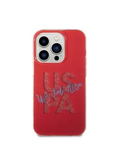 U.S. Polo Assn. IML Glitter Script Hard Case for iPhone 14 Pro Max (6.7") - Red  - Image 1