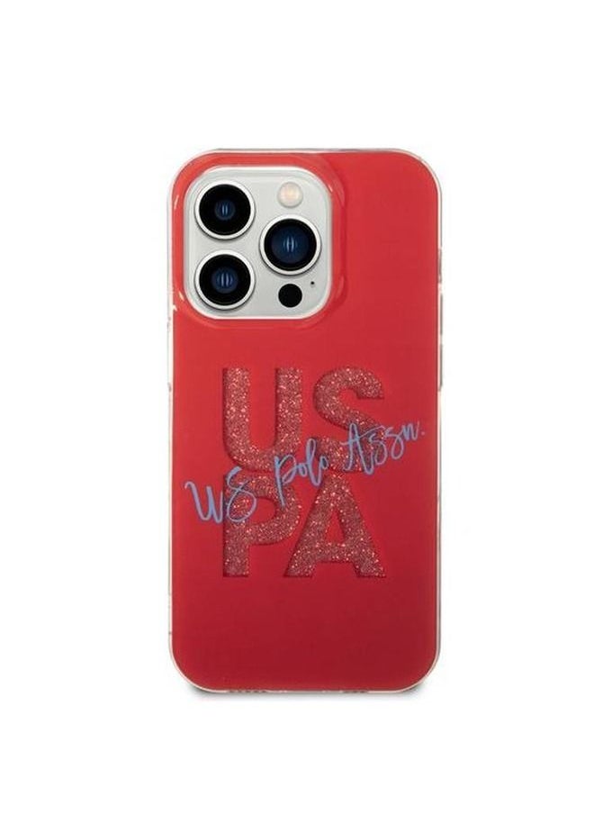 U.S. Polo Assn. - IML Glitter Script Hard Case for iPhone 14 Pro Max (6.7") - Red - Image 1