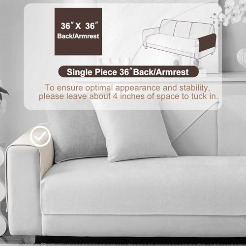 Aucrovee Soft Plush Couch Cover Washable, Non Slip Pluffy Sectional Sofa Covers for 3 Cushion Couch Sofa L Sharped Sofa Slipcover, Furniture Protector for Pets (1 PCS 36"x36" White) - Image 2