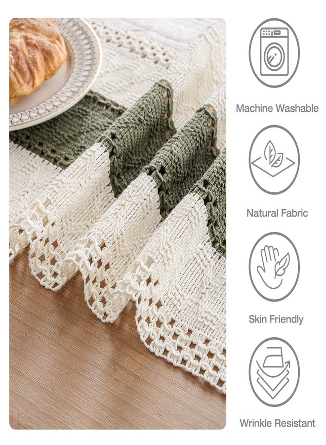 duduta Sage Green Boho Macrame Table Runner 12 x 72 inch, Farmhouse Dresser Cabinet Runner Table Covers Decor with Tassels - Image 4