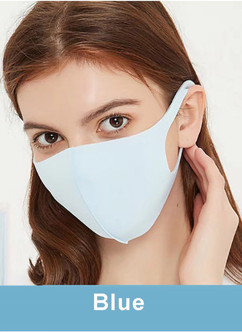 Generic 10 Pieces Reusable, Summer Ice Silk Mask, Breathable Cloth Cotton Mask Set, Fabric Mask Dustproof (Black + Gray + Pink + Blue + White)  - Image 5