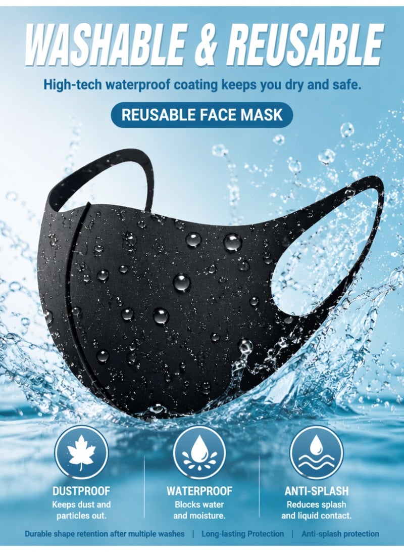Arabest 10 Pieces Reusable, Summer Ice Silk Mask, Breathable Cloth Cotton Mask Set, Fabric Mask Dustproof (Black + Gray + Pink + Blue + White) - Image 3