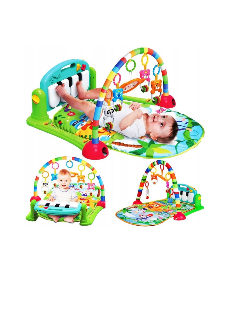 DIGI CORE Non-Toxic Musical Piano Play Indoor Mat Center With Melodies Rattle For Kids Toys Colourful Musical Play Gym Playgym Piano Play Mats Playmat Animal