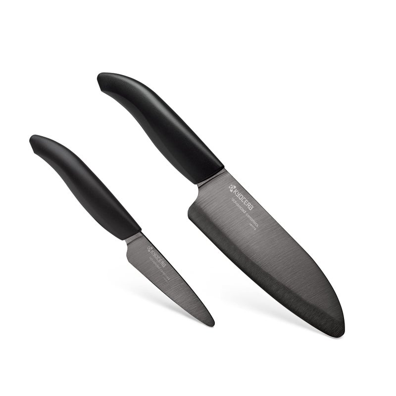 Kyocera Revolution Series Paring and Santoku Knife Set, Black Blade - Image 1