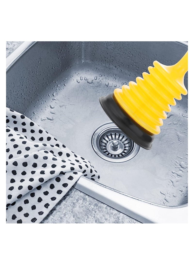 KASTWAVE Mini Sink Plunger with Short Handle, Kitchen Drain Plunger, Strong Suction Power to Unclog Slow Sinks, Drains, Tubs, Showers, Yellow 2-Pack - Image 2