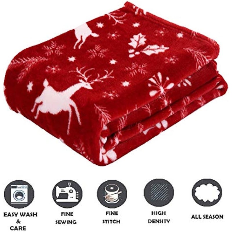 Loquat Luxury Velvet Super Soft  Prints Fleece Blanket-Holiday Theme Home Décor Fuzzy Warm and Cozy Throws for Winter Bedding, Couch and Gift, 50 x 60 inch, Burgundy Reindeer - Image 4