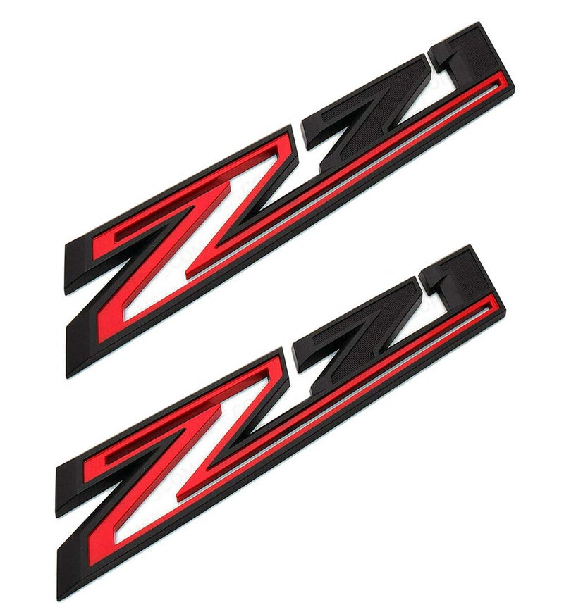 2Pcs Big Size 115 Inch Z71 Emblems 3D Badge Passenger Side Fender Decals Stickers Replacement for 20192021 Silverado 1500 2500 3500 HD Black Red