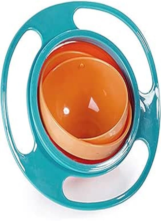 Eazy Kids Eazy Kids Gyro Bowl | 360 Degree Rotation | Spill Resistant | With Lid | Toddler Baby Kids Children | Blue 