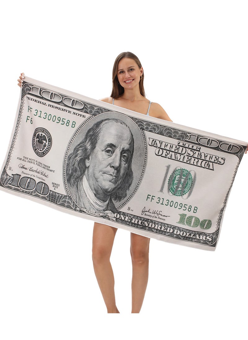 Y&D Oversized Beach Towel Microfiber Beach Towel Customized Digital Printing Enlarged Towel Bath Towel Extra Large 100% Cotton Summer Pool Highly Absorbent and Soft Towel US Dollar Pattern Thickened Cotton Bath Towel  - Image 2