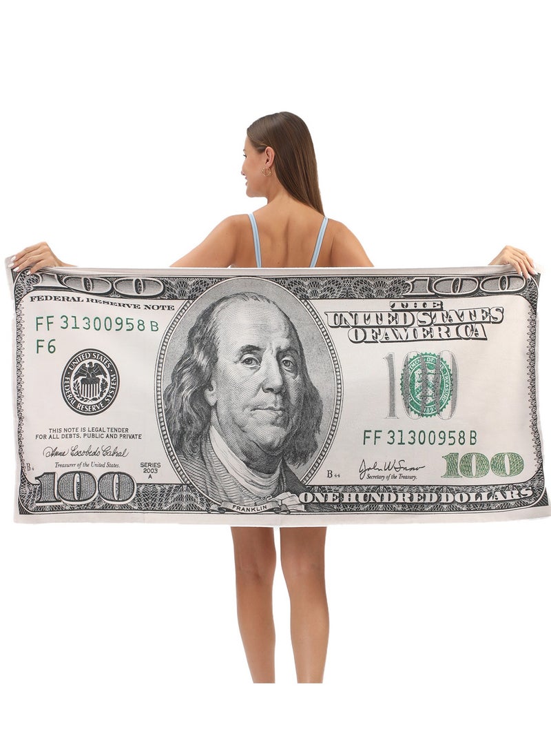Y&D Oversized Beach Towel Microfiber Beach Towel Customized Digital Printing Enlarged Towel Bath Towel Extra Large 100% Cotton Summer Pool Highly Absorbent and Soft Towel US Dollar Pattern Thickened Cotton Bath Towel  - Image 3