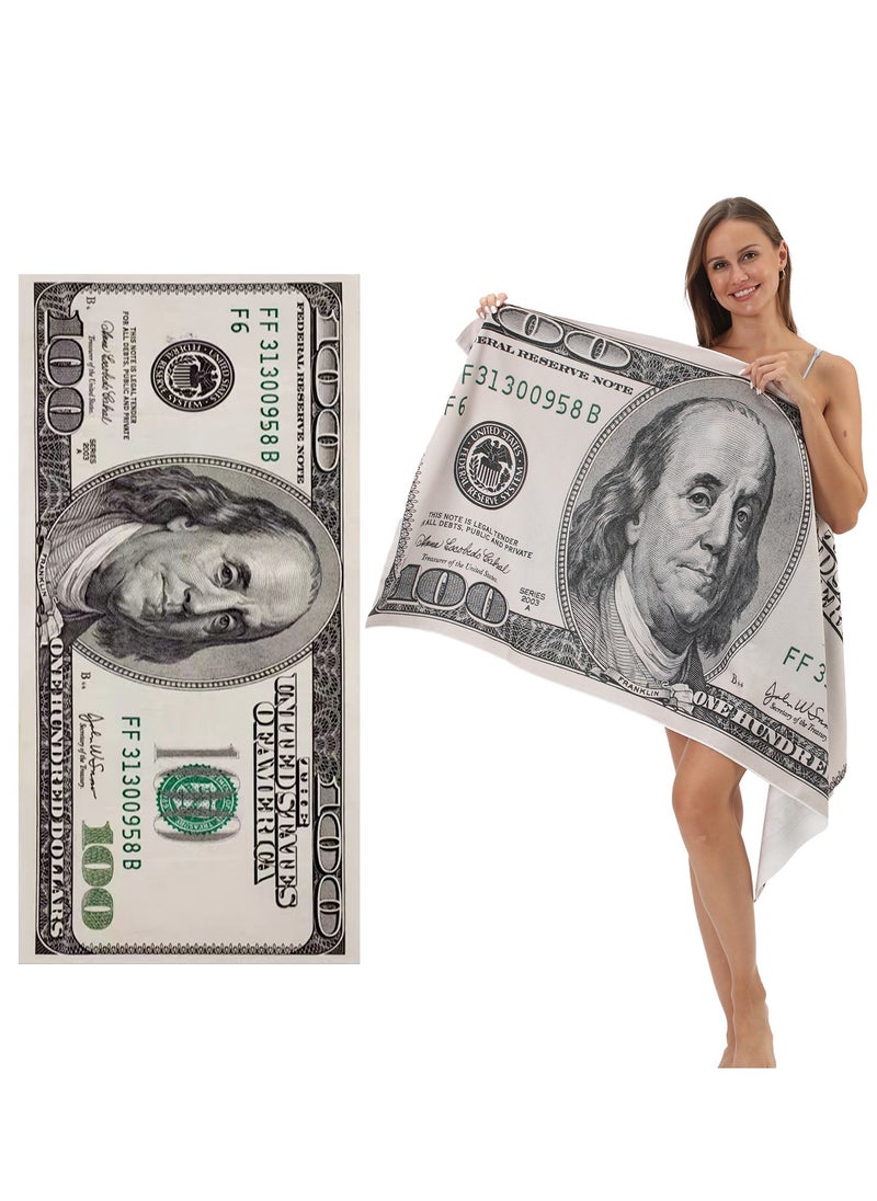 Y&D Oversized Beach Towel Microfiber Beach Towel Customized Digital Printing Enlarged Towel Bath Towel Extra Large 100% Cotton Summer Pool Highly Absorbent and Soft Towel US Dollar Pattern Thickened Cotton Bath Towel  - Image 1