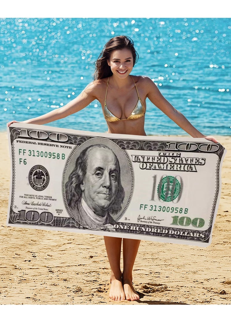 Y&D Oversized Beach Towel Microfiber Beach Towel Customized Digital Printing Enlarged Towel Bath Towel Extra Large 100% Cotton Summer Pool Highly Absorbent and Soft Towel US Dollar Pattern Thickened Cotton Bath Towel  - Image 4
