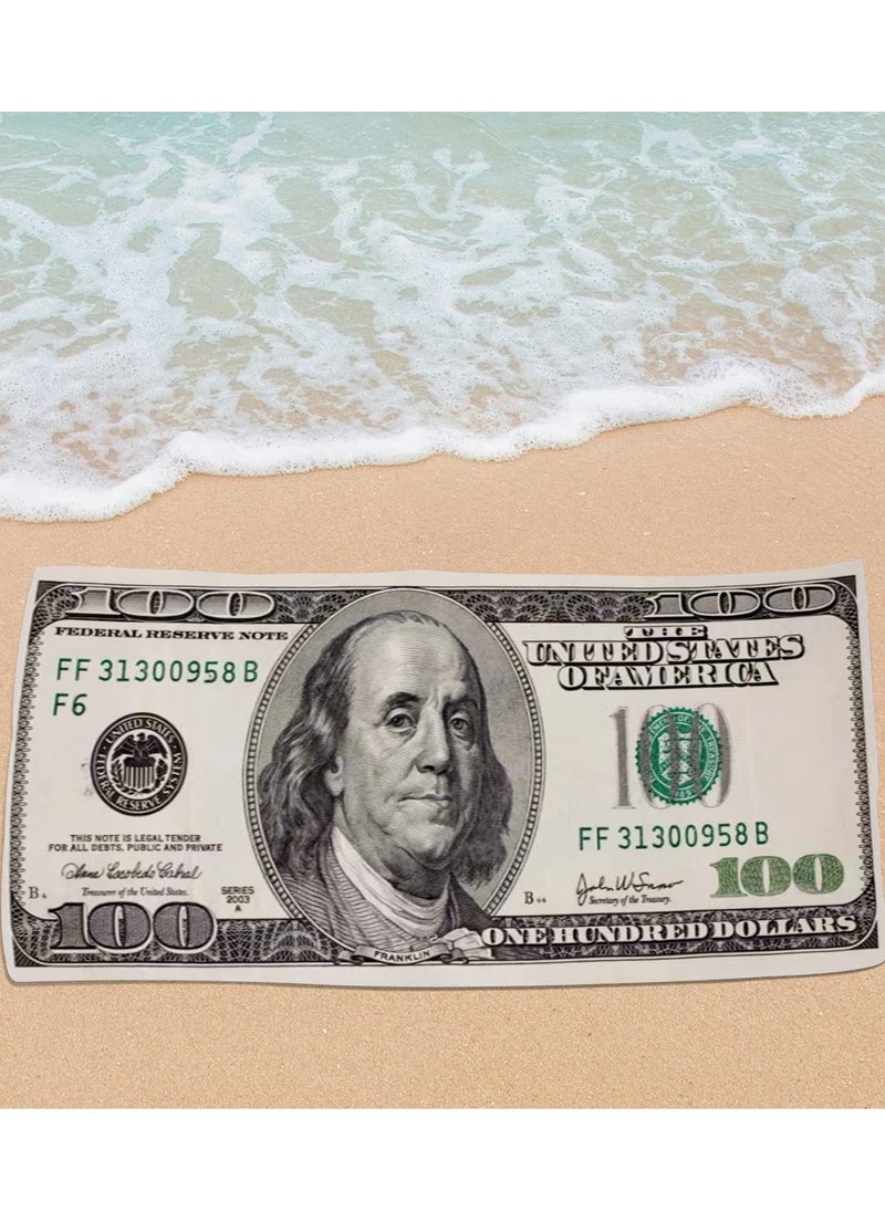 Y&D Oversized Beach Towel Microfiber Beach Towel Customized Digital Printing Enlarged Towel Bath Towel Extra Large 100% Cotton Summer Pool Highly Absorbent and Soft Towel US Dollar Pattern Thickened Cotton Bath Towel  - Image 5