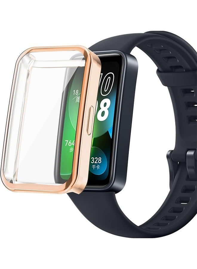 HY 2 Pack TPU Sceen Protector Case Cover Compatible for Huawei Band 9/Band 8 (Rose Gold+Clear)  - Image 2