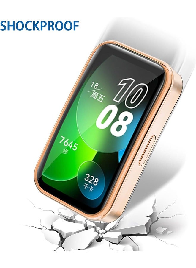 HY 2 Pack TPU Sceen Protector Case Cover Compatible for Huawei Band 9/Band 8 (Rose Gold+Clear)  - Image 4