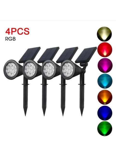 4 Pieces RGB Solar Lights Outdoor LED Ground Lawn Lamp Waterproof Outdoor Lights Landscape Spotlights Garden Decoration
