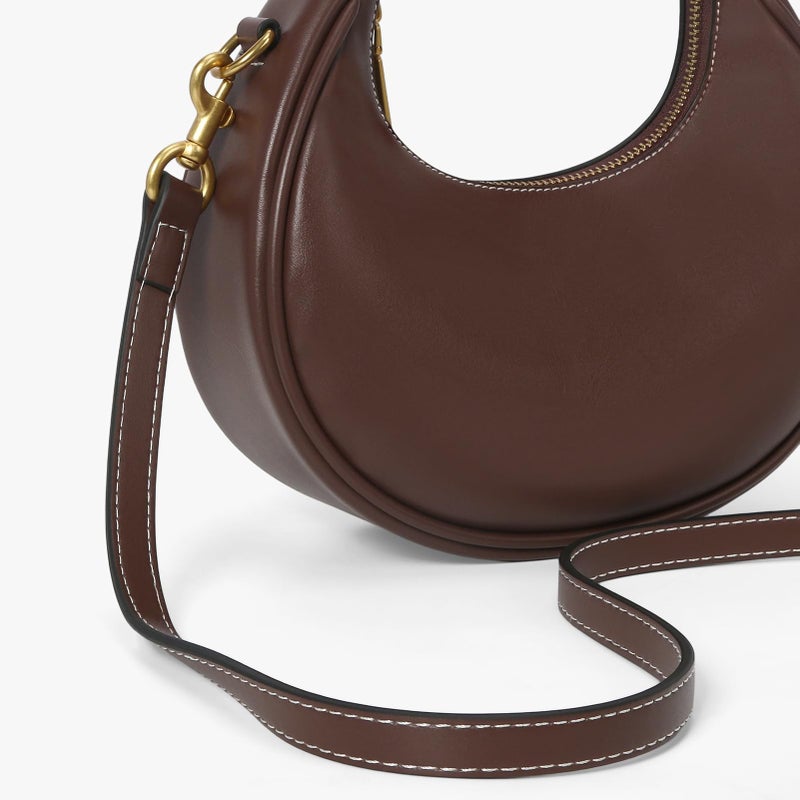 JQWSVE Large Top Handle Bags for Women Ladies Faux Leather Shoulder Purse Crescent Handbags Trendy Crossbody Bag (C03 Brown) - Image 4