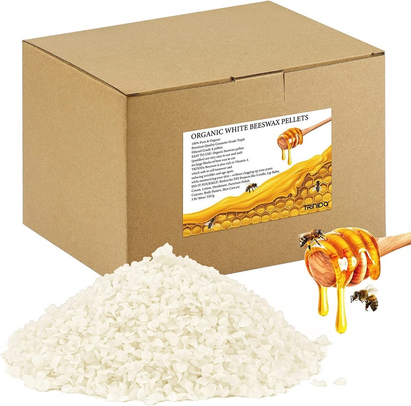 TRINIDa Beeswax Pellets 226kg White Bees Wax for DIY Candles Beeswax for Candle Making Skin Body Face and Hair Care Lotions DIY Creams Lip Balm and Soap Making Supplies
