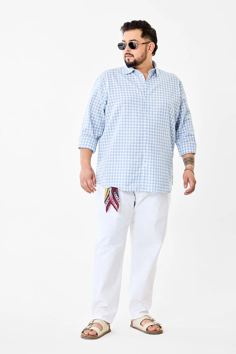 SNITCH Linen Blend Checks Plus Size Shirt