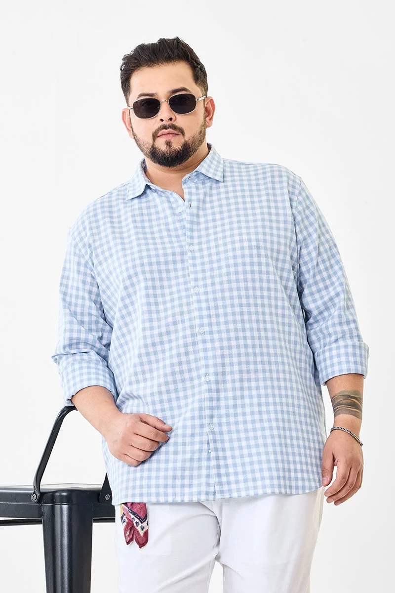 SNITCH Linen Blend Checks Plus Size Shirt