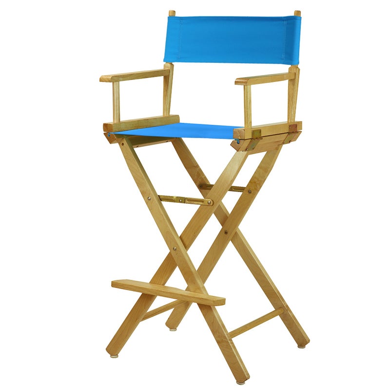 Casual Home 2300002127 Director Chair 30  Bar Height Natural FrameTurquoise Canvas
