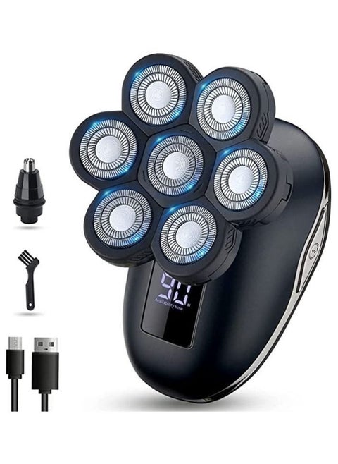 Electric Shaver for Men 5 in 1, Bald Head Shaver Waterproof, Upgraded Head Shaver 7 Floating Heads, Multifunctional Head Razors for with Nose Ear Trimmer, LED Display, 90 Mins Run time for Traval