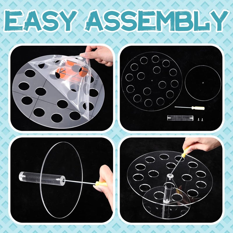 Queekay حامل مخروط الآيس كريم الأكريلي الشفاف من كويكي 16 فتحة مع 100 مخروط خشبي قابل للتصرف و100 عود كوكتيل لزينة حفلات عيد ميلاد الأطفال، حفلات الزفاف، والمناسبات المجهزة في المطاعم - Image 3