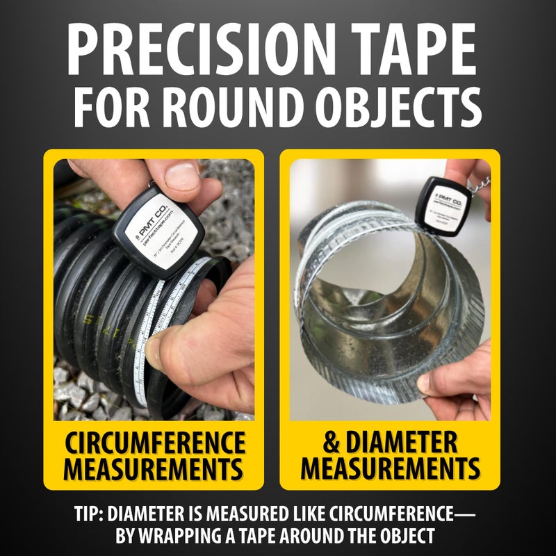 PERFECT MEASURING TAPE متر قياس مثالي - أداة قياس محمولة للدائرة والقطر في النظامين المتري والإمبراطوري - عرض 1/4" وطول 6.6 قدم / 2 متر - Image 3