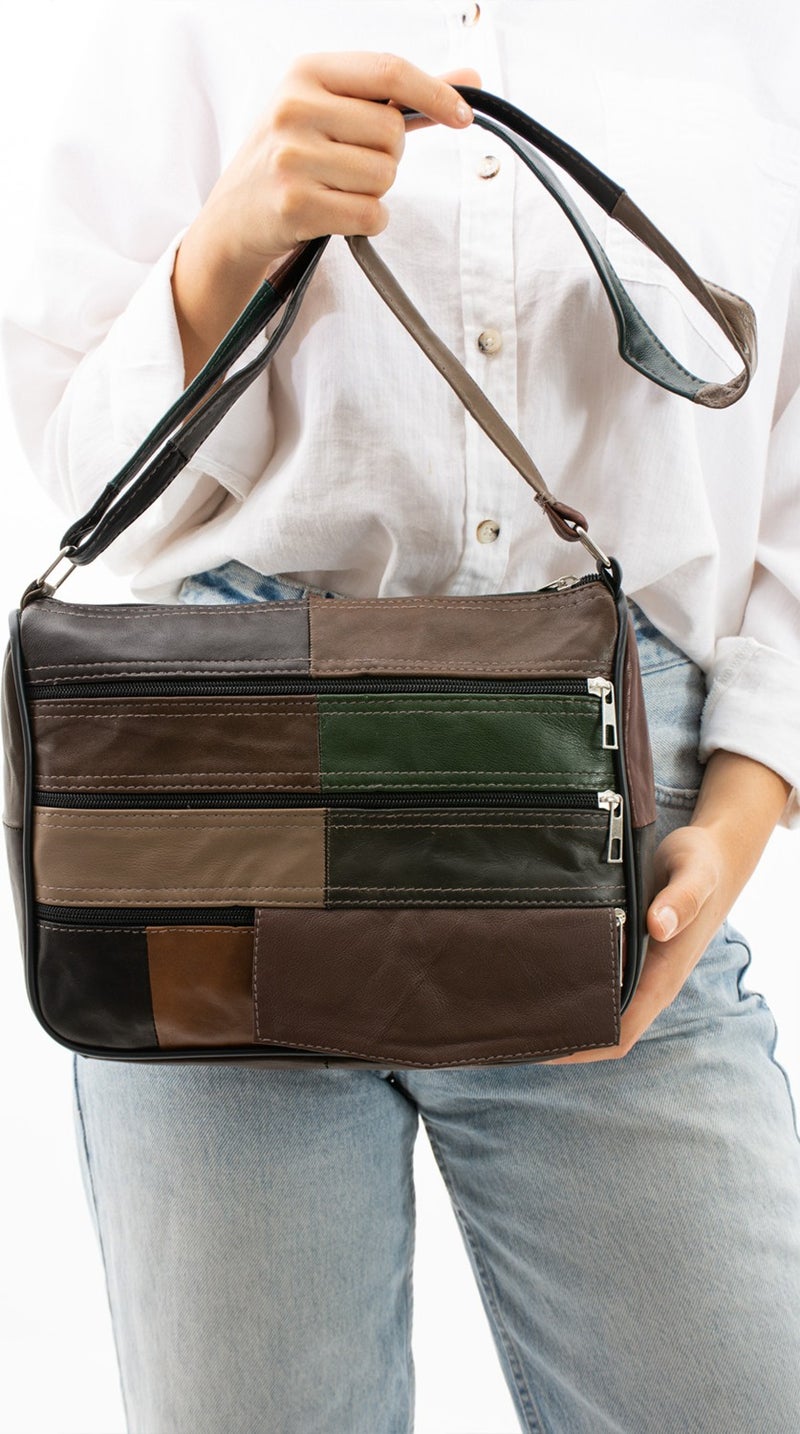 Erzeno Leather Multi-compartment Women's Crossbody Shoulder Bag  - Image 1