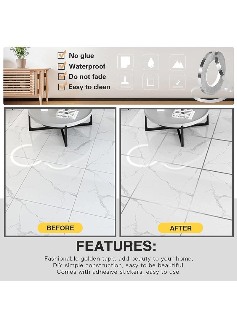 Riviox Riviox Waterproof Gap Sealing Tape Strip Tile Sticker Single Sided Home Tile Decoration Mildewproof Gap sealing tape waterproof Home Floor tiles tape for wall decor Silver  - Image 5