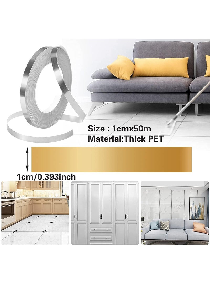 Riviox Riviox Waterproof Gap Sealing Tape Strip Tile Sticker Single Sided Home Tile Decoration Mildewproof Gap sealing tape waterproof Home Floor tiles tape for wall decor Silver  - Image 4