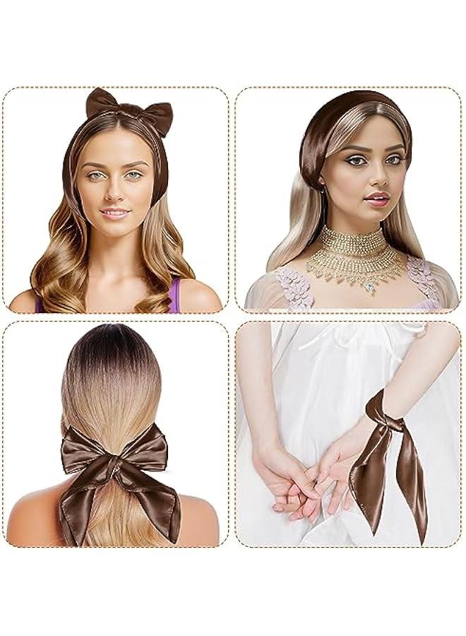 عربست بيسثا وشاح شيفون مربع بشريط للرقبة، وشاح ساتان لل بتصميم رترو للنساء والفتيات - Image 4