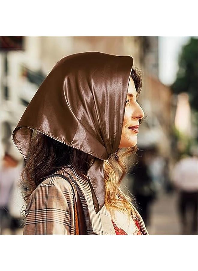 عربست بيسثا وشاح شيفون مربع بشريط للرقبة، وشاح ساتان لل بتصميم رترو للنساء والفتيات - Image 5