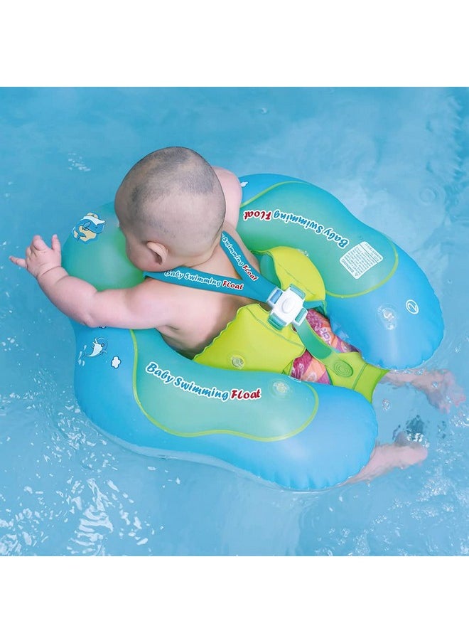Free Swimming Baby Free Swimming Baby Inflatable Baby Swim Float with Sun Canopy Size Improved Infant Pool Floaties Swimming Pool Toys for The Age of 3-72 Months(Blue, L)  - Image 2