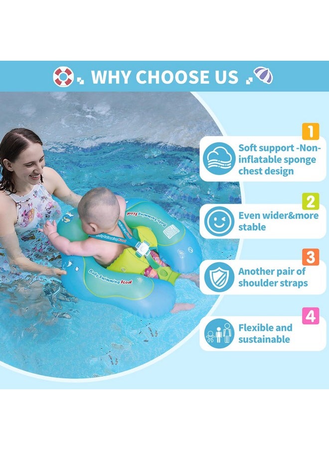 Free Swimming Baby Free Swimming Baby Inflatable Baby Swim Float with Sun Canopy Size Improved Infant Pool Floaties Swimming Pool Toys for The Age of 3-72 Months(Blue, L)  - Image 4