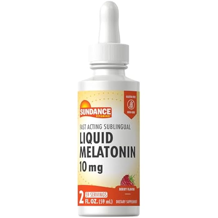 Sundance Melatonin 10mg Liquid | 2 Fluid Ounces | Berry Flavor | Fast Acting Sublingual Formula | Vegetarian, Non-GMO, and Gluten Free Supplement - Image 1