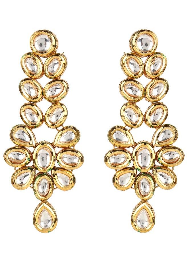 VOYLLA Kundan Gold Plated Brass Earrings  - Image 2