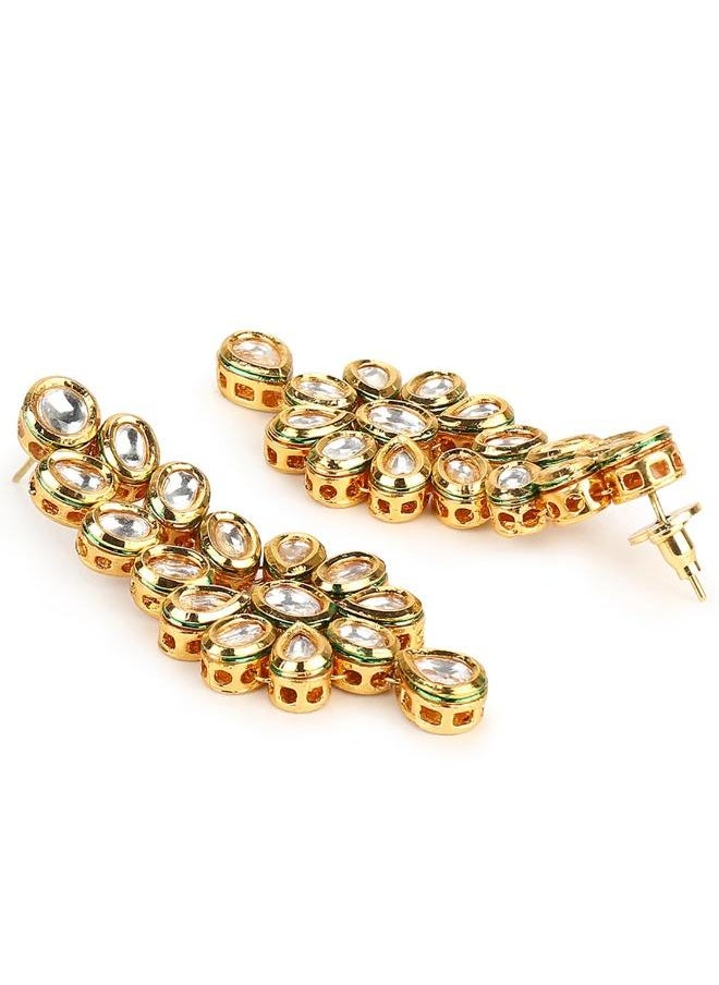 VOYLLA Kundan Gold Plated Brass Earrings  - Image 3