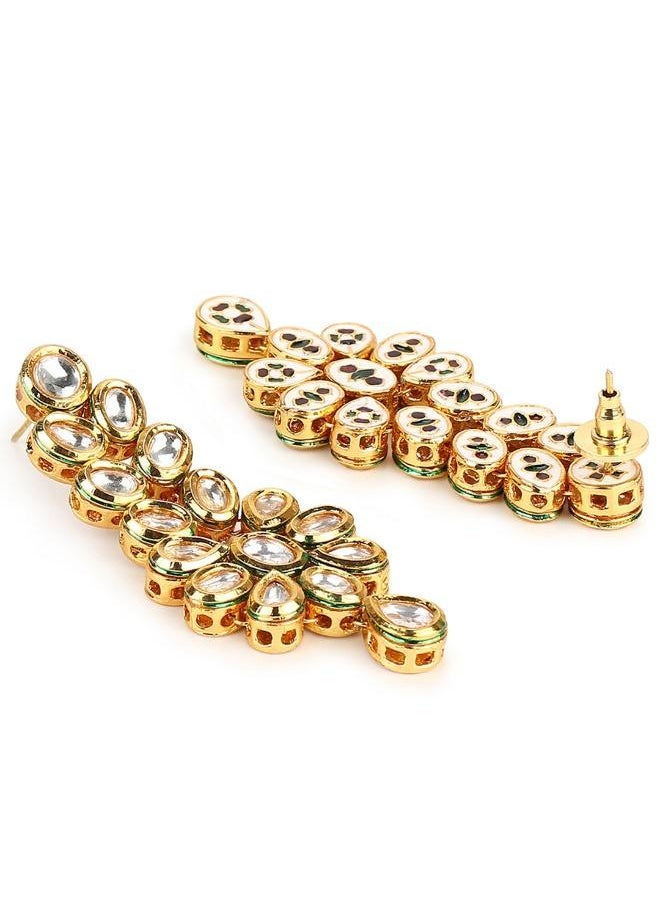 VOYLLA Kundan Gold Plated Brass Earrings  - Image 4