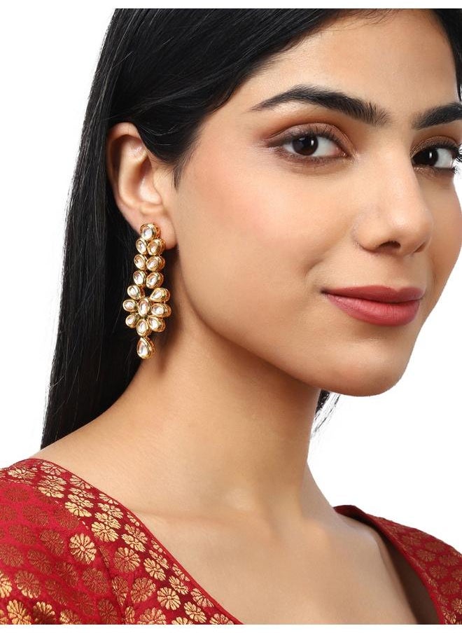 VOYLLA Kundan Gold Plated Brass Earrings  - Image 5