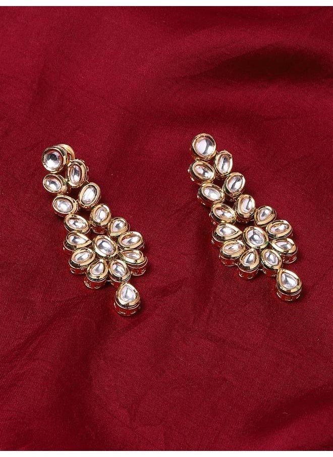 VOYLLA Kundan Gold Plated Brass Earrings  - Image 1