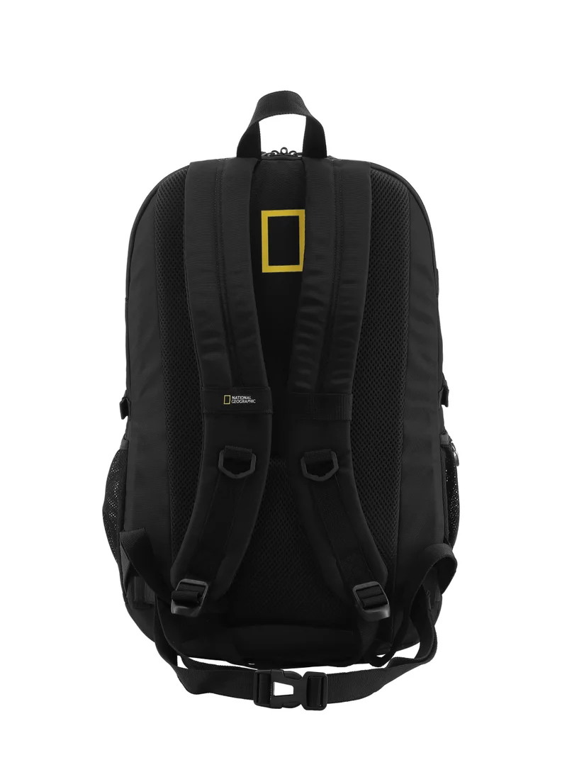 NATIONAL GEOGRAPHIC National Geographic Box Canyon RPET Polyester Backpack Black - RFID Water resistant Lightweight Durable Shockproof Suitable for School Work, Casual Padded Laptop Bag Travel pack for Men and Women