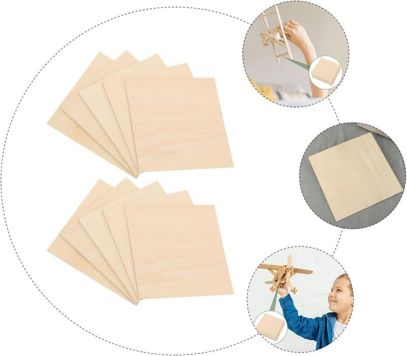 10pcs Basswood Sheets Unfinished Wooden Boards DIY Craft Planks for Wood Burning Engraving Model Making 200x200x2mm Woodcraft Supplies for Hobbyists - Image 3