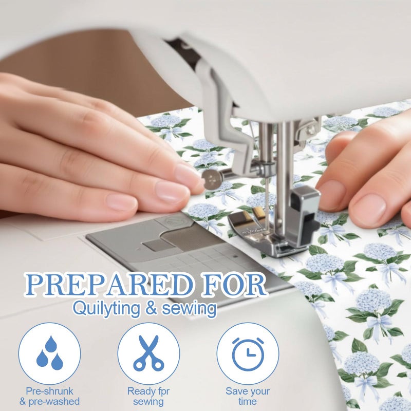 Tudomro 100 Pcs Blue Floral Fabric Squares Bundles 10 x 10 Inch Cotton Hydrangea Quilting Fabric Blue Spring Flower Fat Quarters Printed Cloth Quilt Patchwork Material for Sewing DIY Crafts Supplies - Image 3